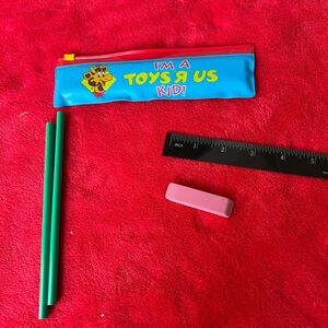 1990s Kids Pencil Case Set - Blue and Pink